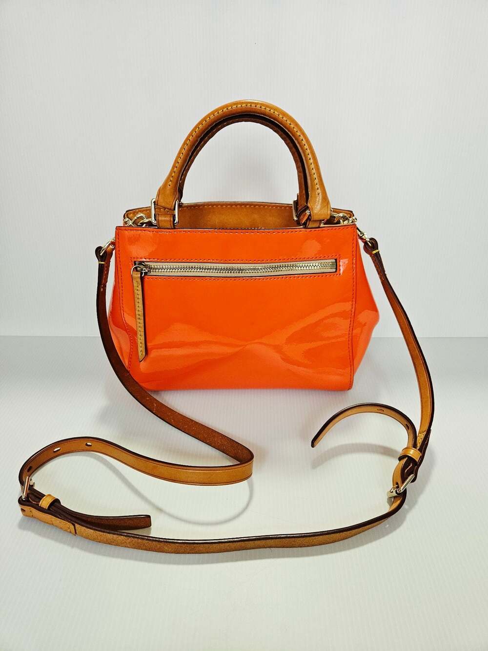 Dooney & Bourke Patent Leather Small Brenna Satchel in Melon Bag - Picture 9 of 16